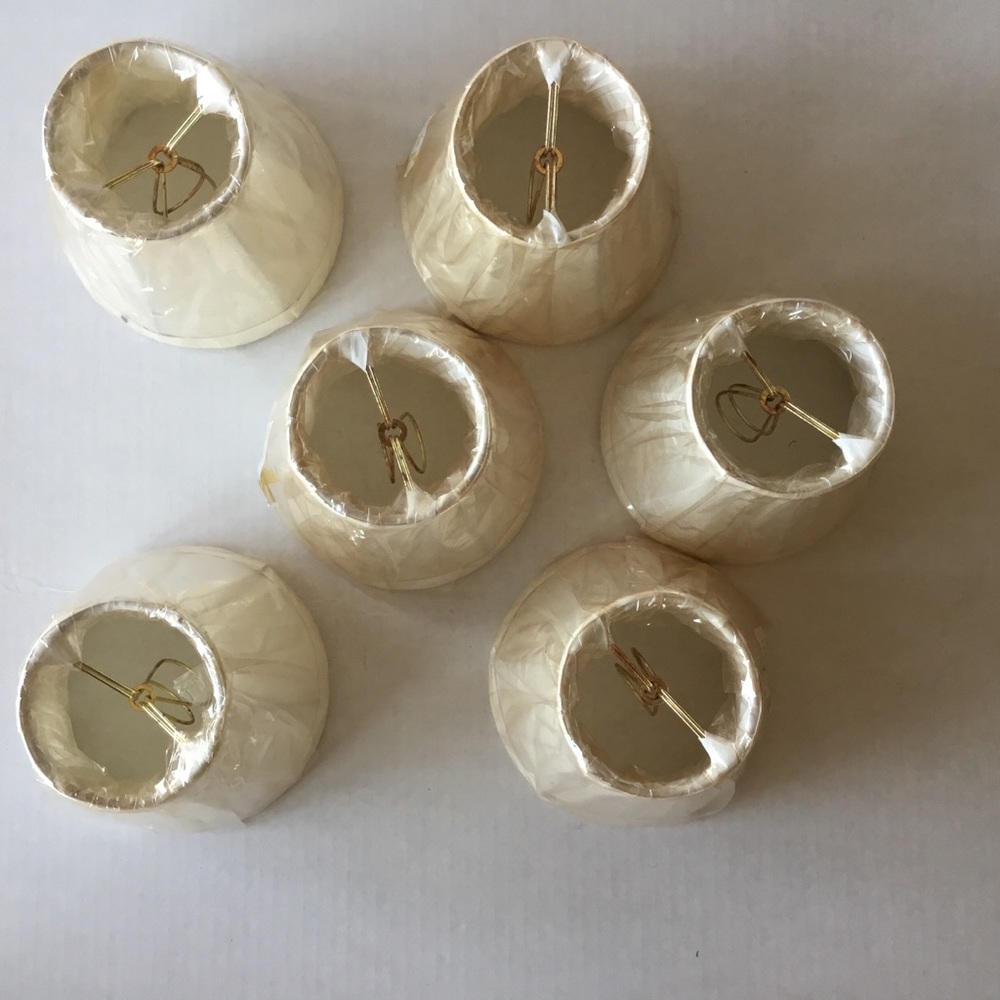New Chandelier Lamp Mini Shades Set of 6 Cream - Picture 3 of 5
